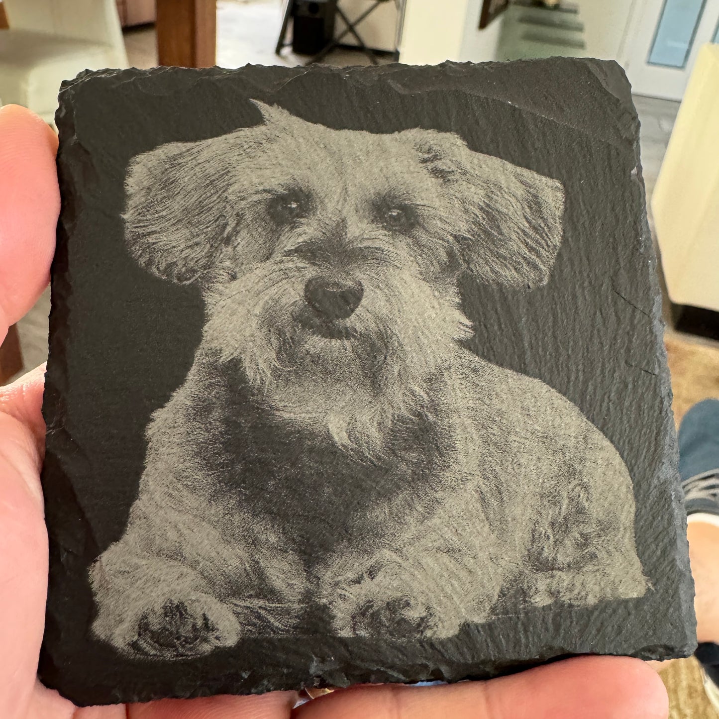 Leistenen onderzetter met eigen foto (ca. 10x10cm)