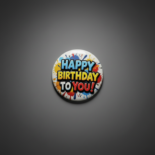 'Happy Birthday' Button met Speld - Ontwerp #2 - Ø 58mm