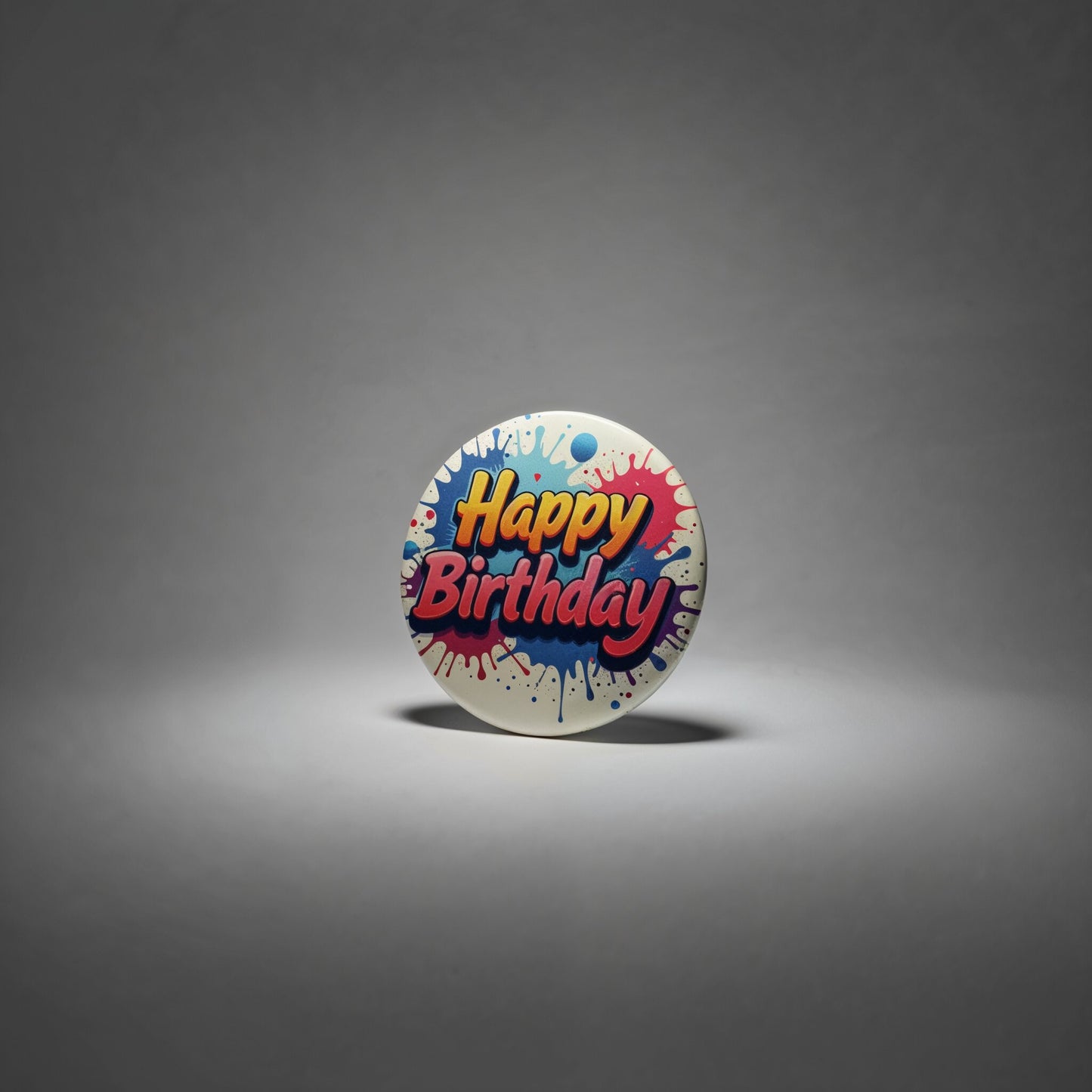 'Happy Birthday' Button met Speld - Ontwerp #3 - Ø 58mm