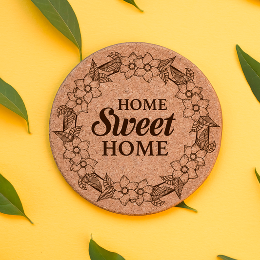 Kurken pannenonderzetter "Home Sweet Home" (ca. 19cm)