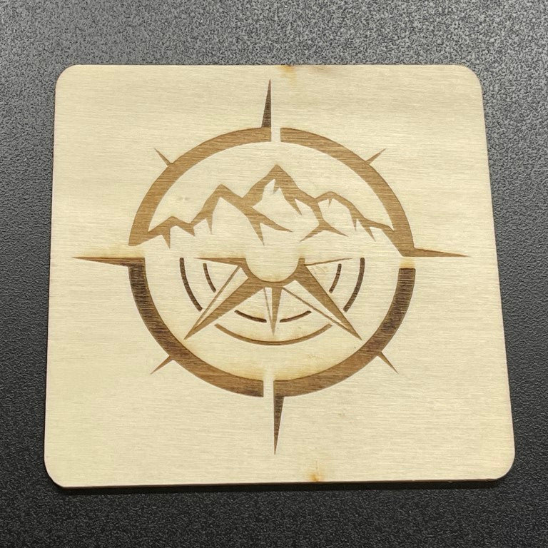 Set van 4 houten onderzetters met tekst (10x10cm)
