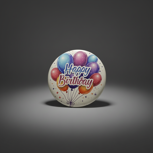 'Happy Birthday' Koelkastmagneet - Ontwerp #5 - Ø 58mm