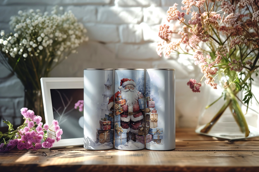 20oz Skinny Tumbler met Vrolijke Santa Design - 590ml