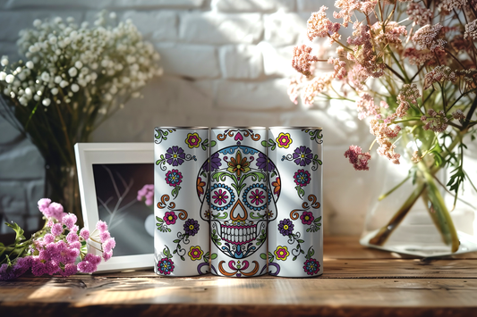 20oz Skinny Tumbler met Stijlvolle Mexicaanse Skull Design - 590ml