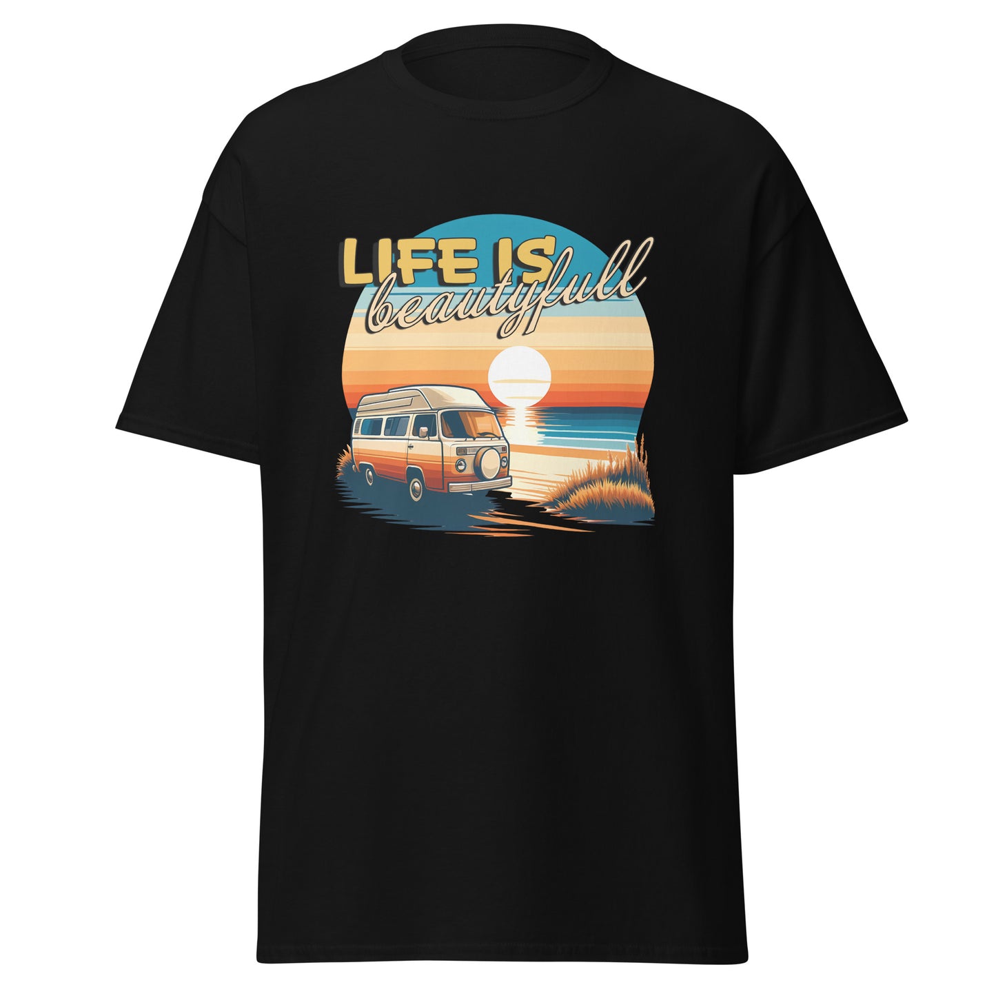 Retro Campervan T-Shirt - "Life is Beautiful"