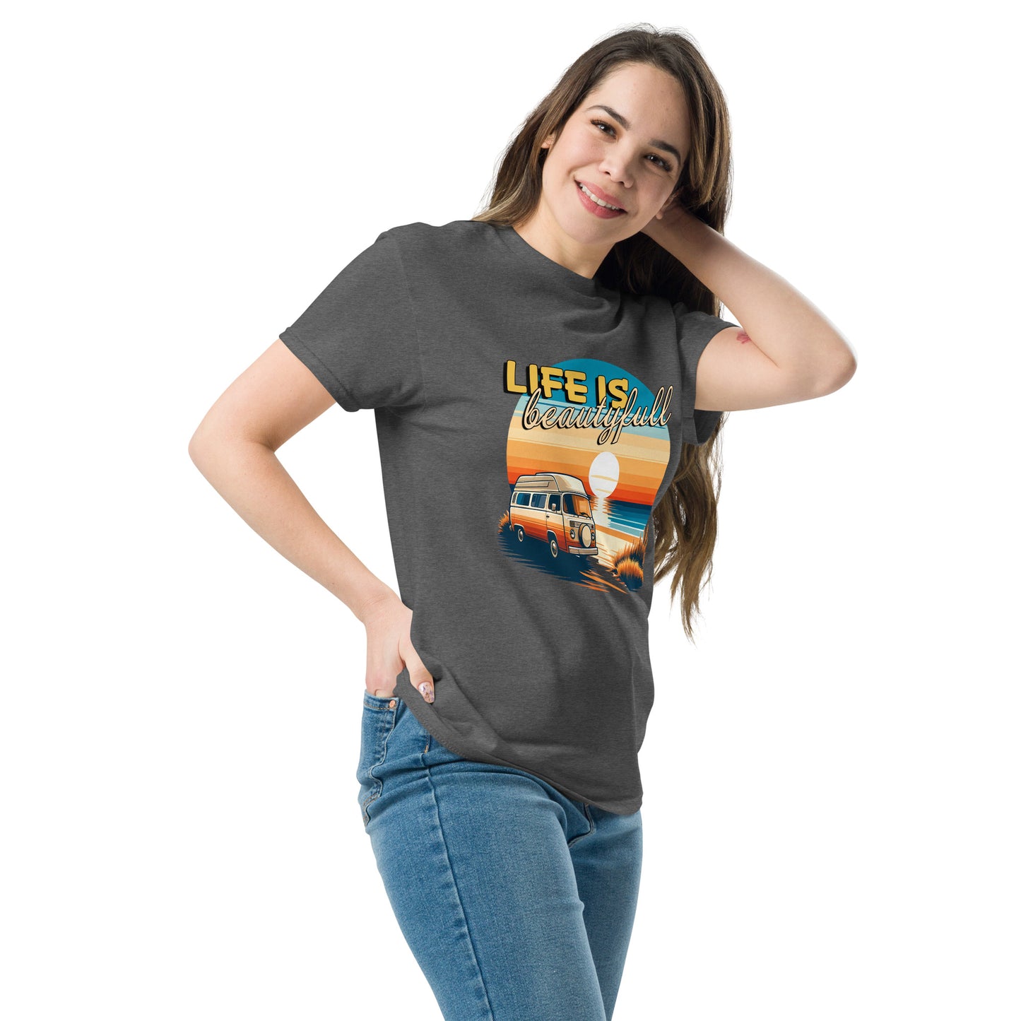 Retro Campervan T-Shirt - "Life is Beautiful"