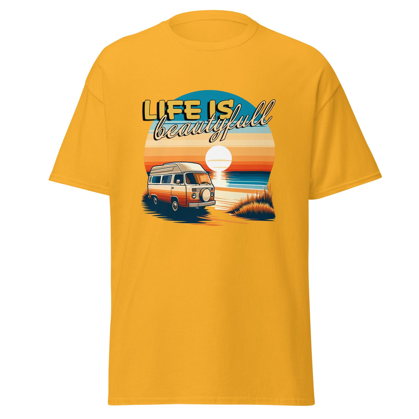 Retro Campervan T-Shirt - "Life is Beautiful"