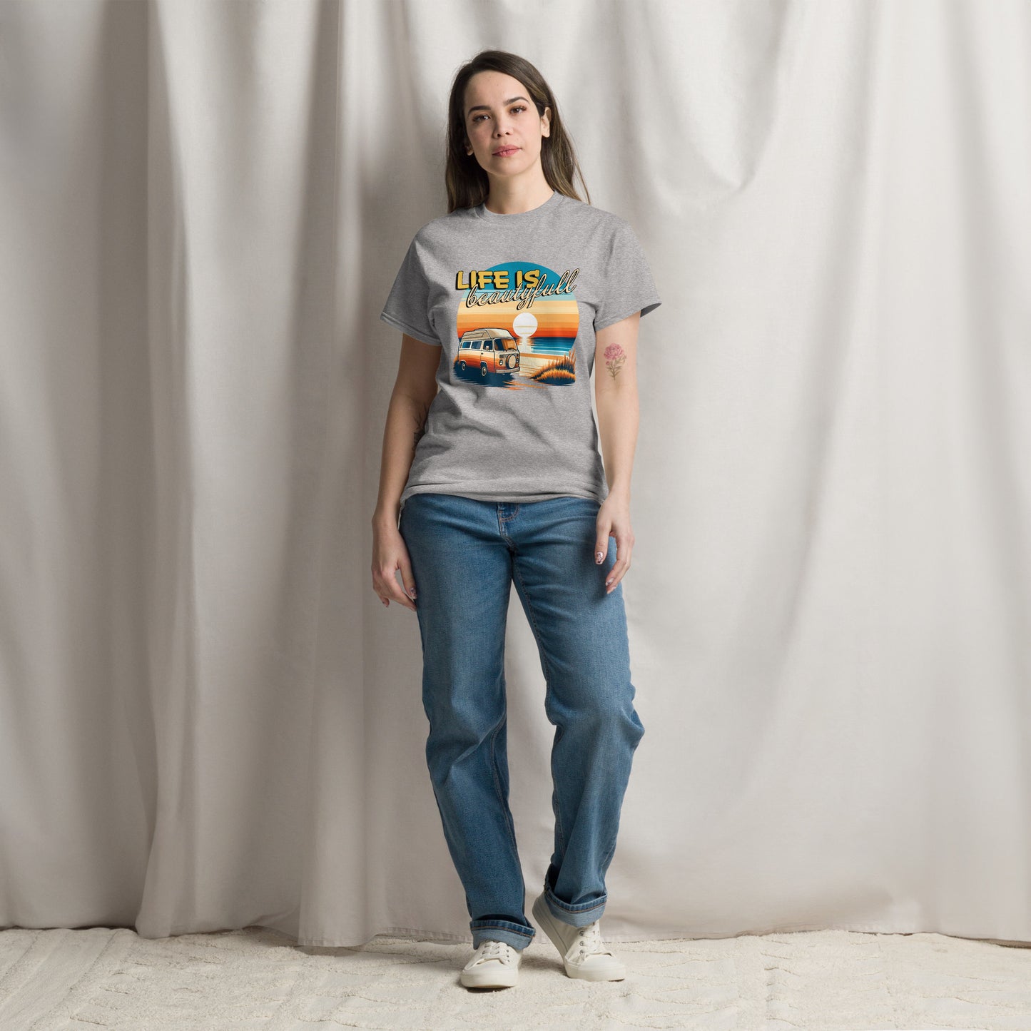 Retro Campervan T-Shirt - "Life is Beautiful"