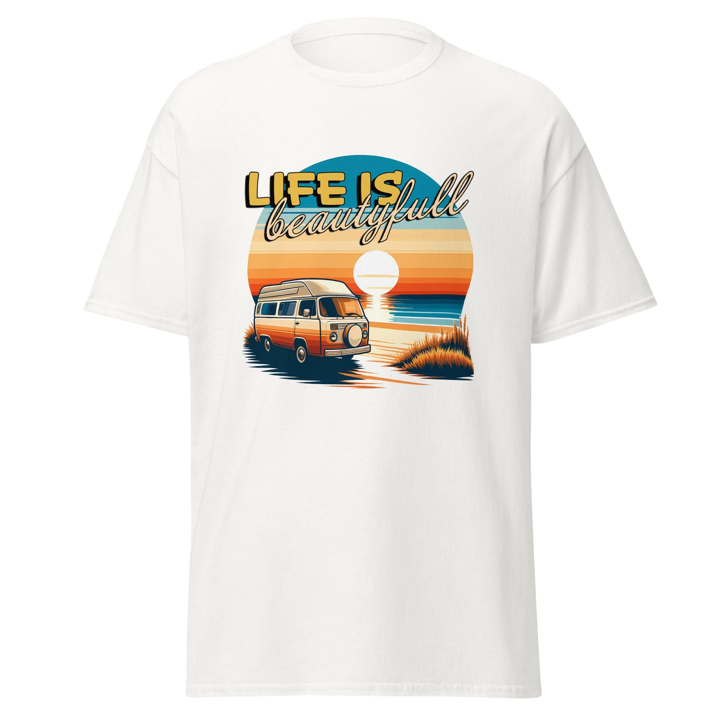 Retro Campervan T-Shirt - "Life is Beautiful"